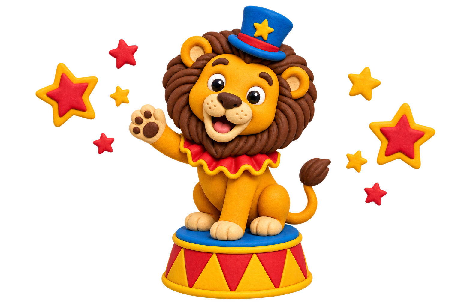 Circus lion with colorful stars