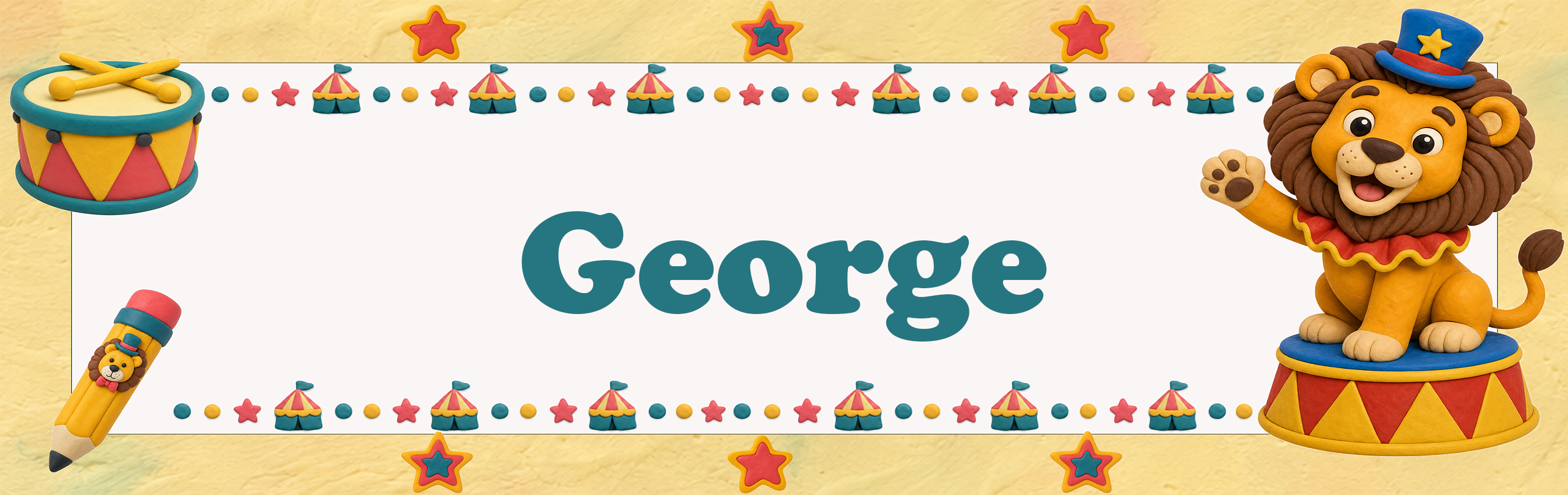 Circus Lion student name plate for George