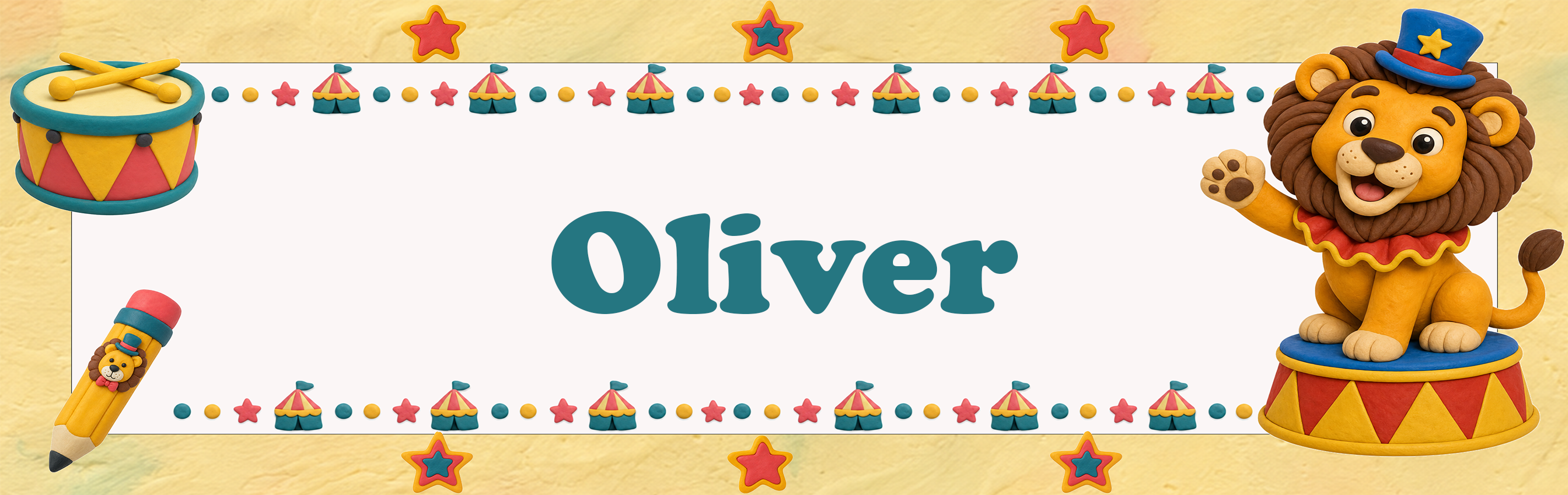 Circus Lion student name plate for Oliver