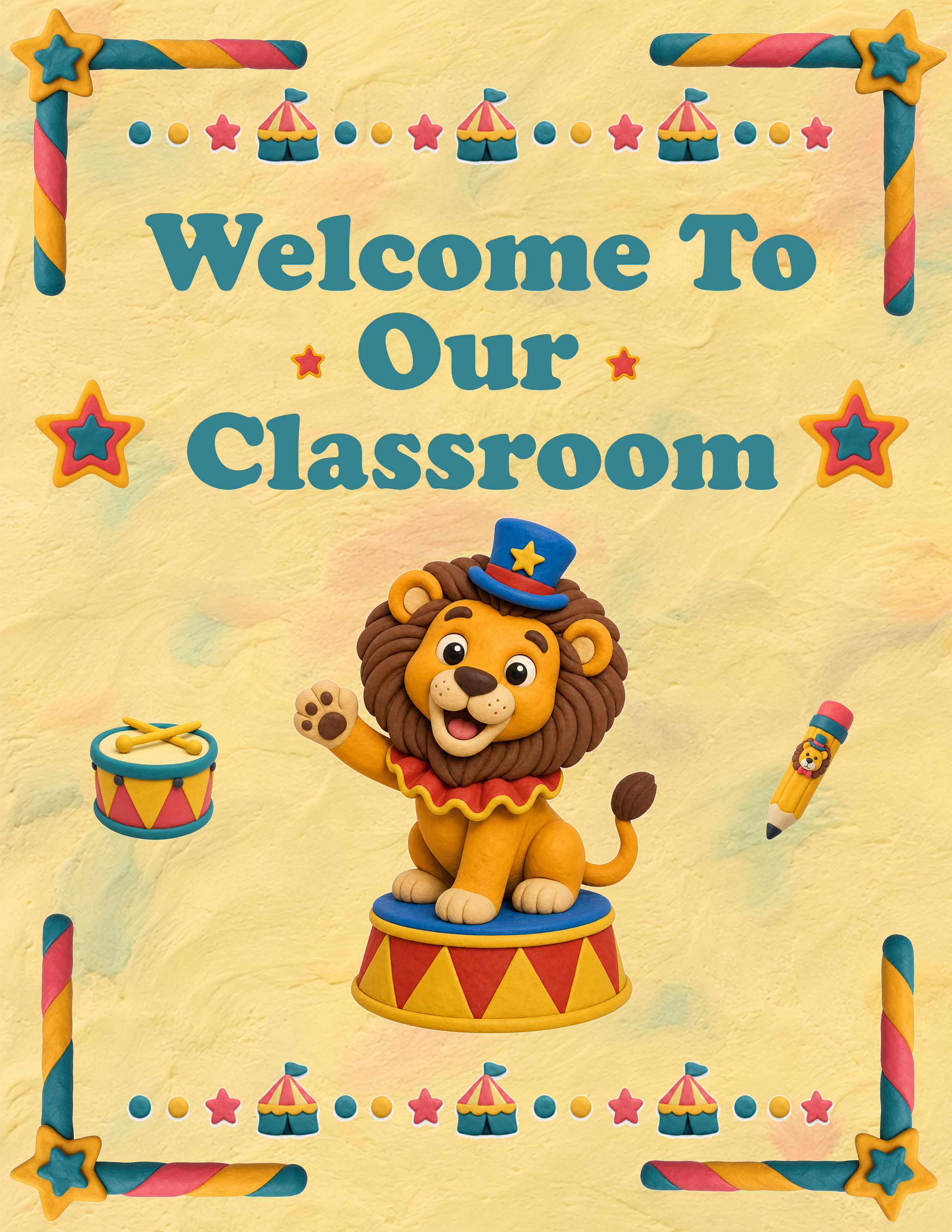 Circus Lion welcome to our classroom poster